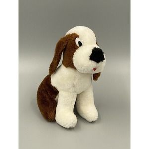 Vintage 8” Plush Puppy Dog Brown & White Stuffed Animal Soft Things
